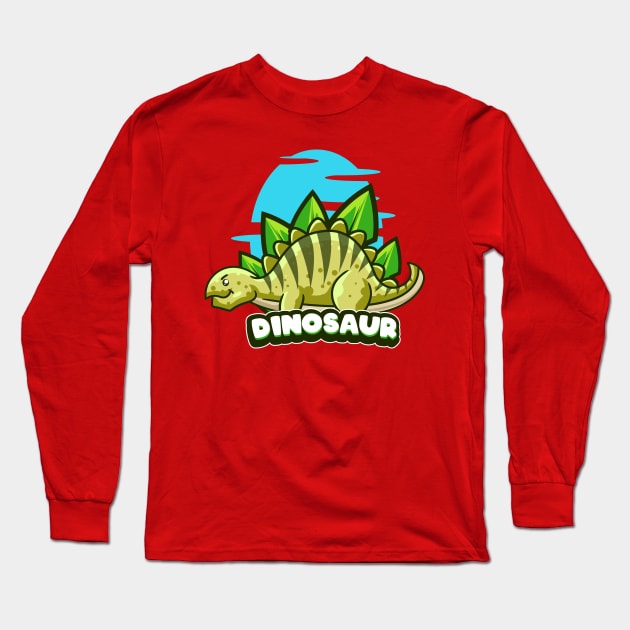 Cute Stegosaur Long Sleeve T-Shirt by Harrisaputra